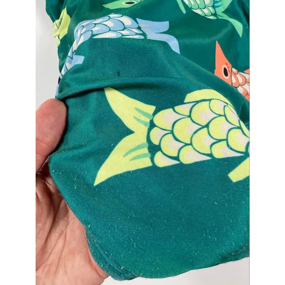 Tea Collection Fish Print Short Sleeve One Piece Swimsuit Teal Girls Size 6